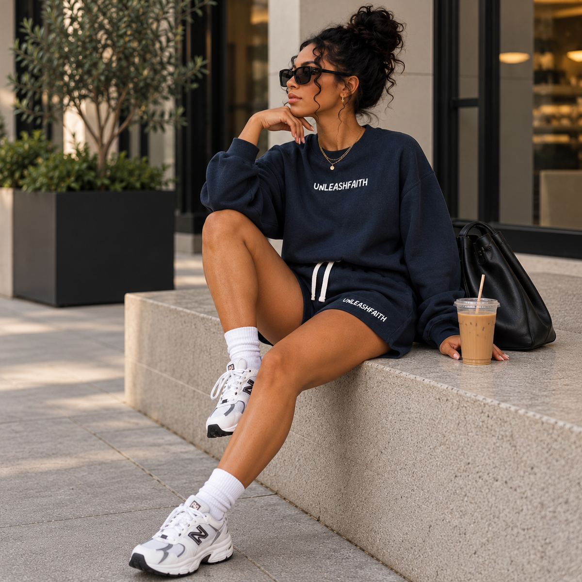 Essential Fleece Mock-Neck Crew Sweatshirt