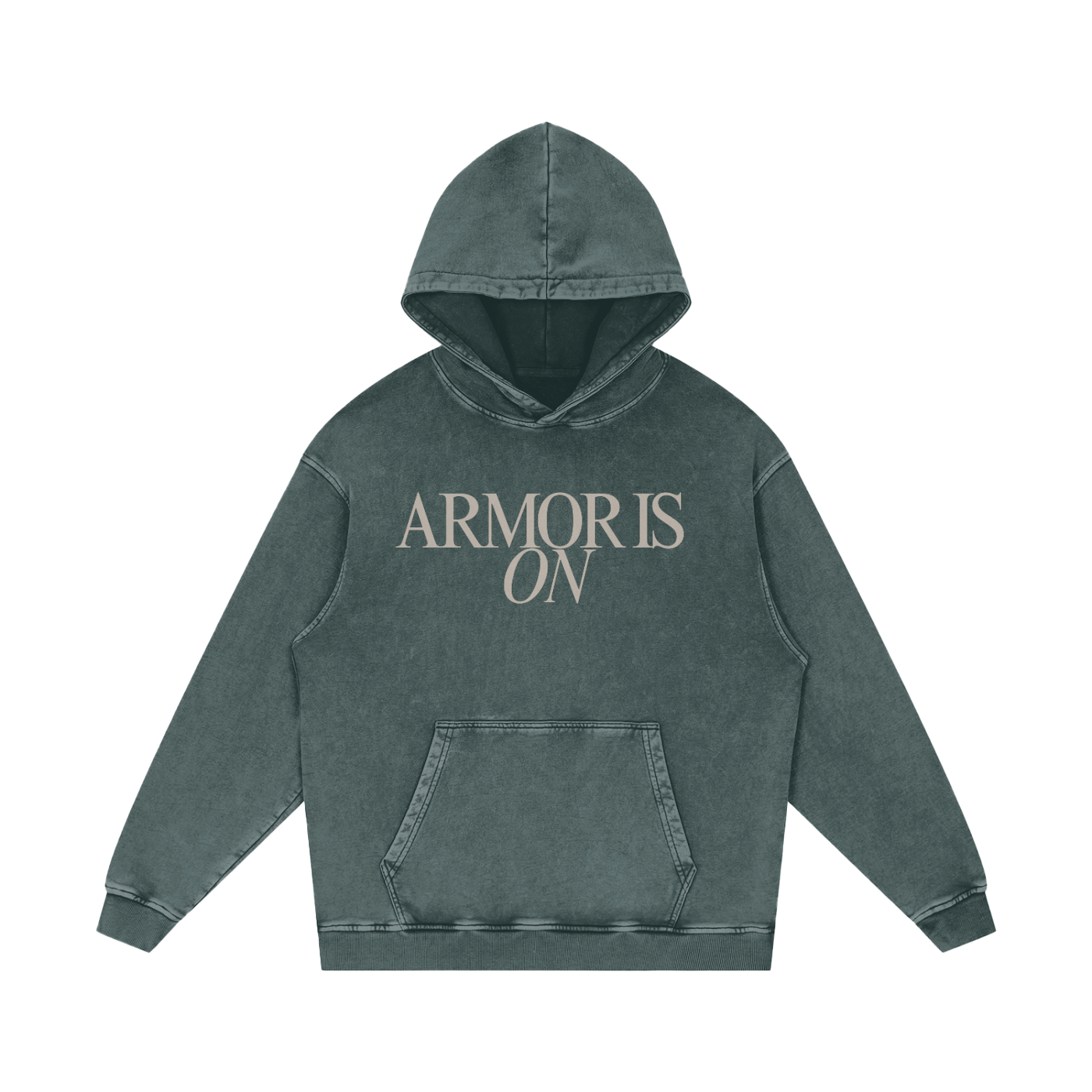 Armor Is On, Meek Not Weak Acid Wash Oversize Hoodie