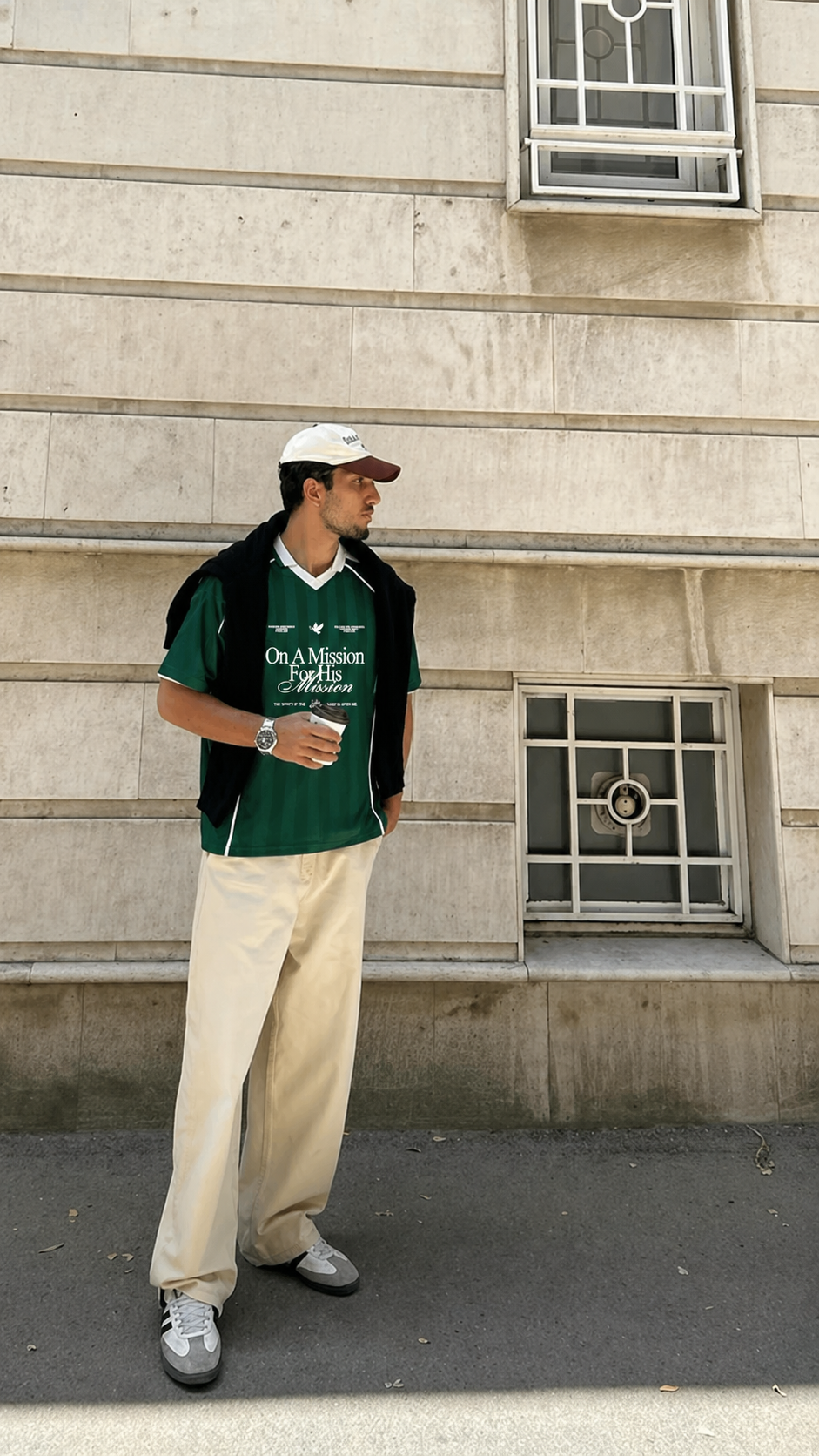 Shadow Stripe Collared “On a Mission” Soccer Jersey — Green