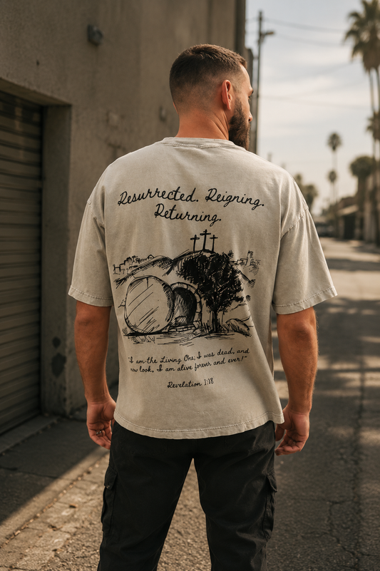 Resurrected. Reigning. Returning.™ Oversized Snow-Washed Tee