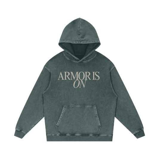 Armor Is On, Meek Not Weak Acid Wash Oversize Hoodie